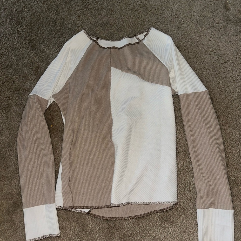 Two-Tone Beige and White Women's Top